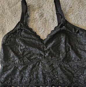 Torrid Unlined Lace Crop Bralette Rich Black Size 2 Layering Summer Lightweight